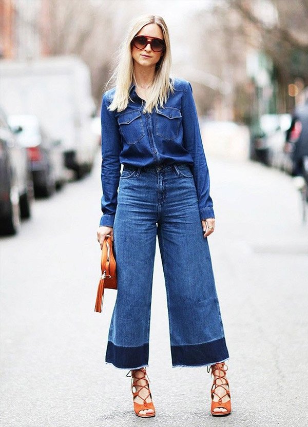 flare-wide-pants-denim-all-jeans-shirt-street-style-cameo-bag