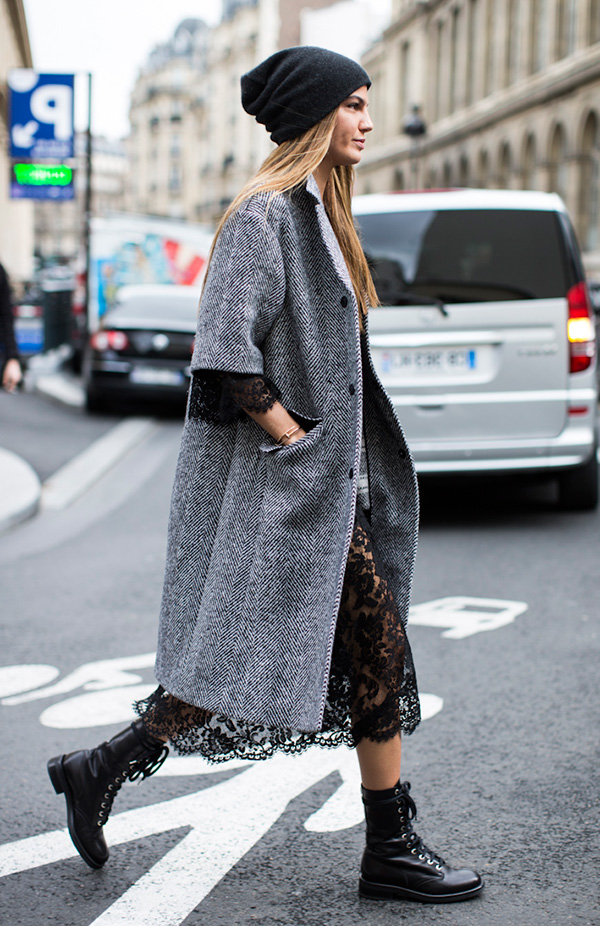 look grunge misturando renda e coturno
