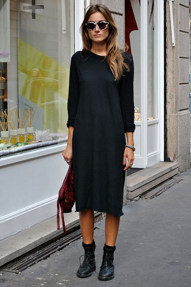 look minimalista com coturno