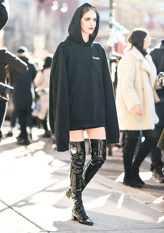 street style look com maxi moletom 1